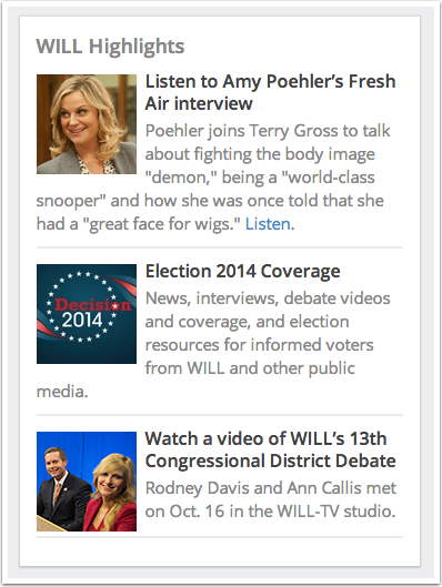 WILL Home page highlights section