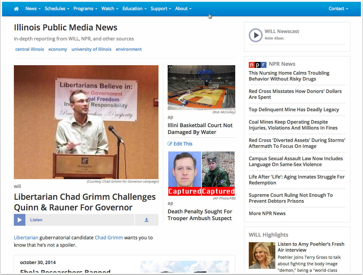 a List View page containing 10 News stories in summary