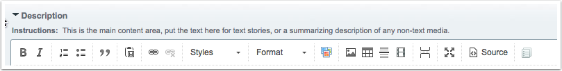 formatting buttons in the Description field