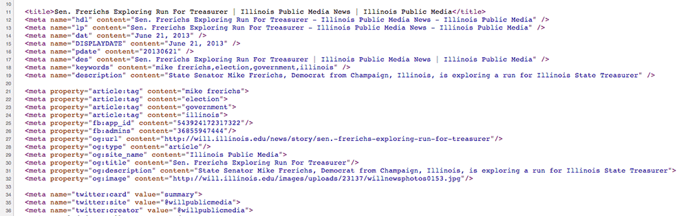 metadata embedded in the head section of our web pages