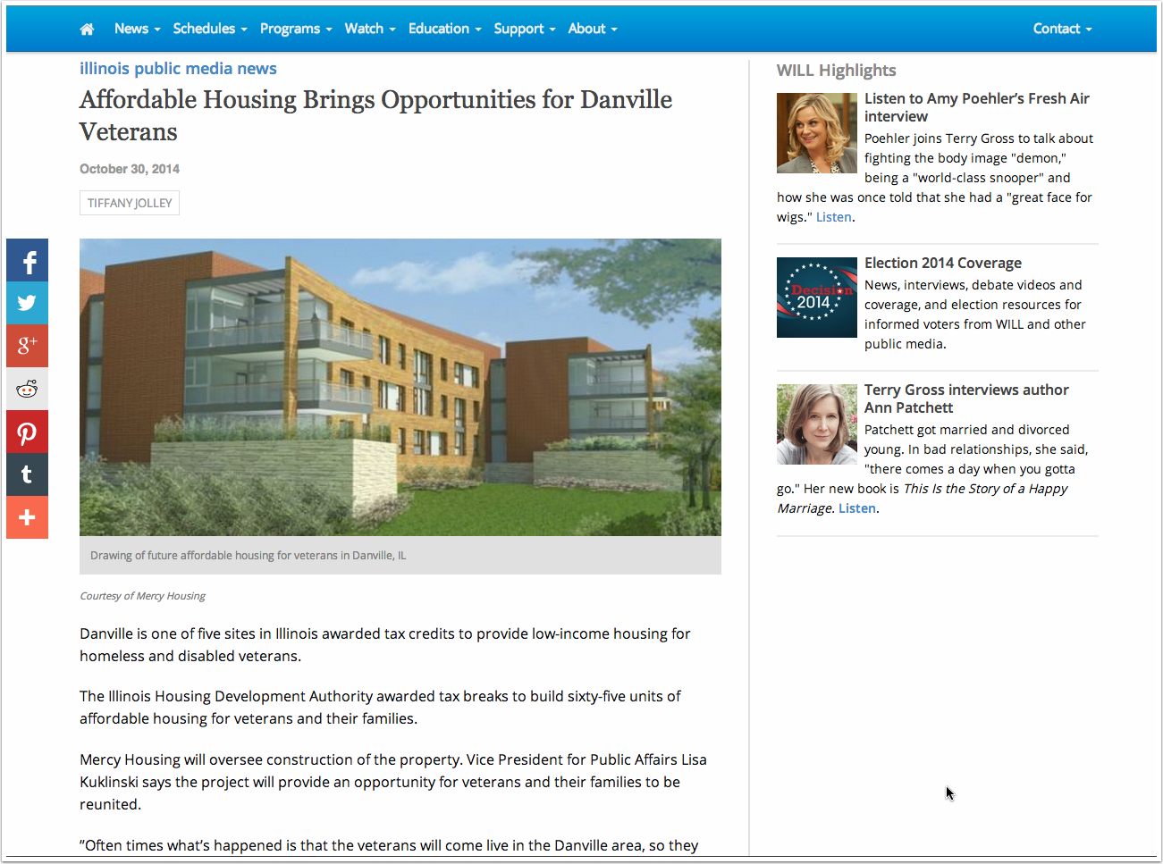 an Entry page for a single News story